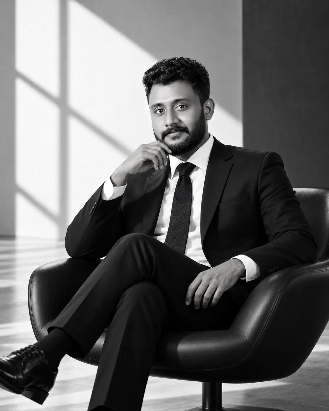 Bollam Rishithej — Black and white studio portrait